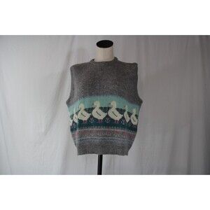 Vintage 80s HBaskin Women’s Grey Goose Sweater XL Cottage core Eclectic Hearts
